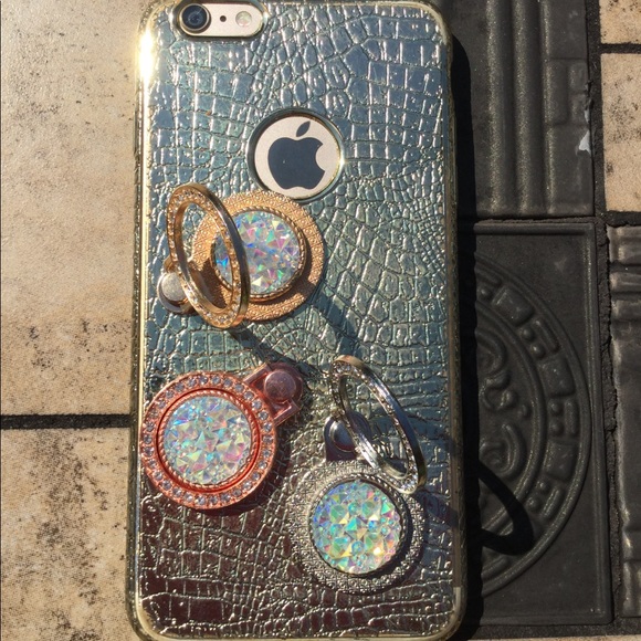 Gold Crystal Cellphone Ring Stand - Picture 5 of 6